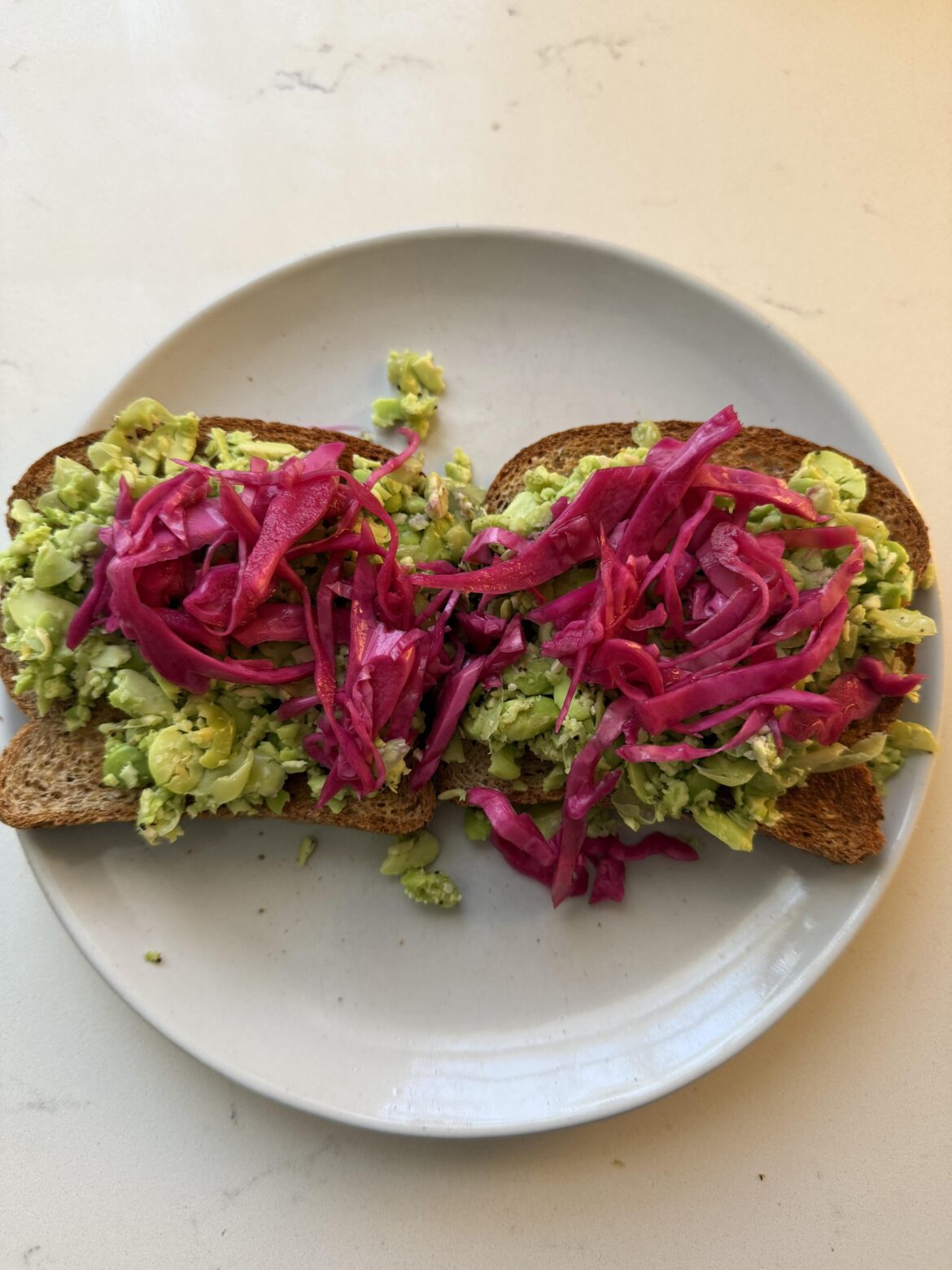 ~350 Cal / ~20G Protein Smashed Edamame Toast