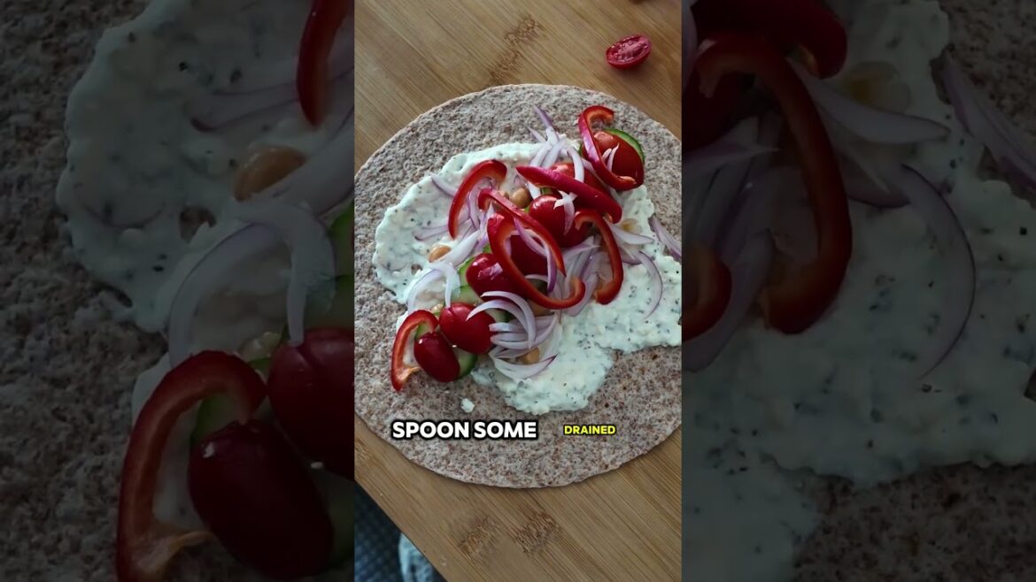 Greek Salad Wrap with Mashed Feta Spread | Portable Mediterranean Lunch Recipe