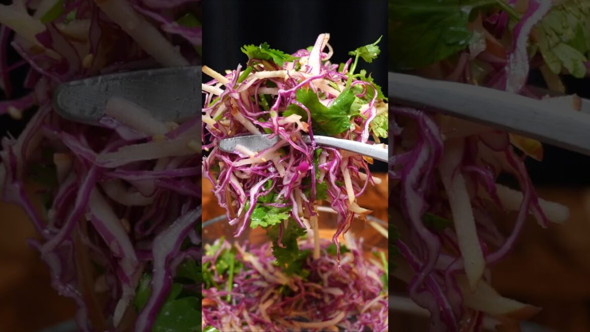 PURPLE POWER SALAD! Crunchy Cabbage & Cilantro for Gut Reset (ASMR Sound On)