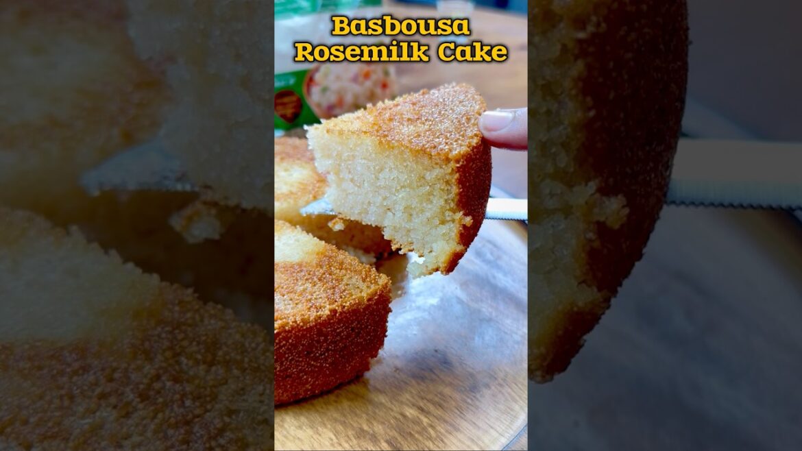 பாஸ்பூசா ரோஸ் மில்க் கேக்| Basbousa Rosemilk Cake recipe #shorts #basboussa