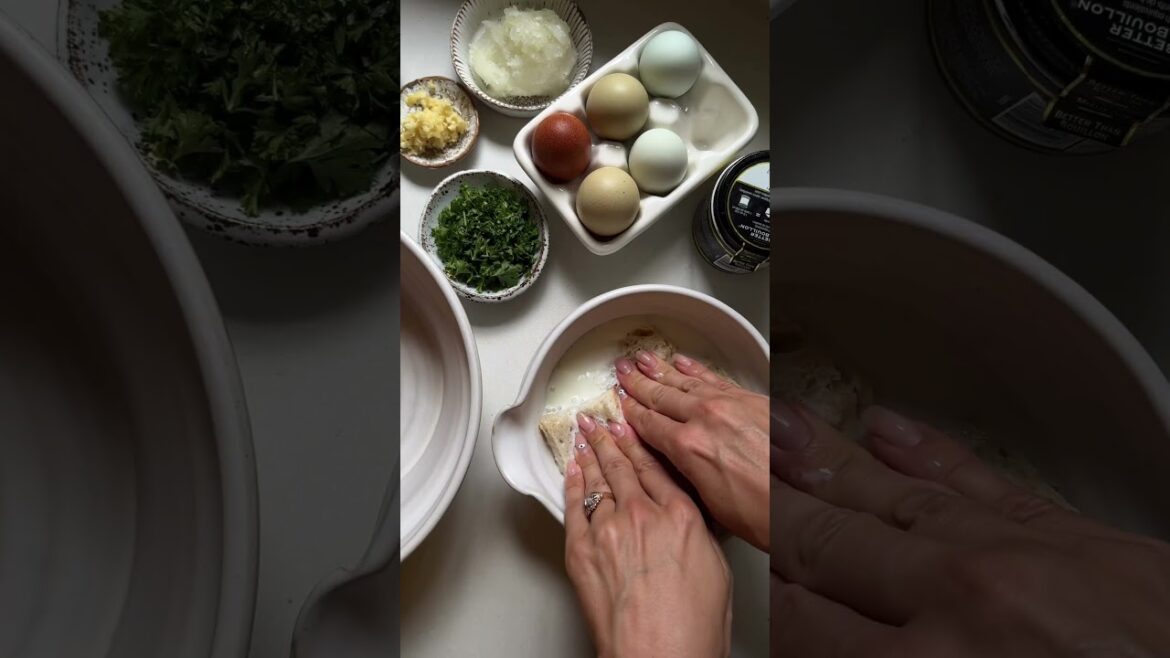 Oven Baked Meatballs Stuffed in Eggplant with a Roasted Tomato and Pepper Sauce