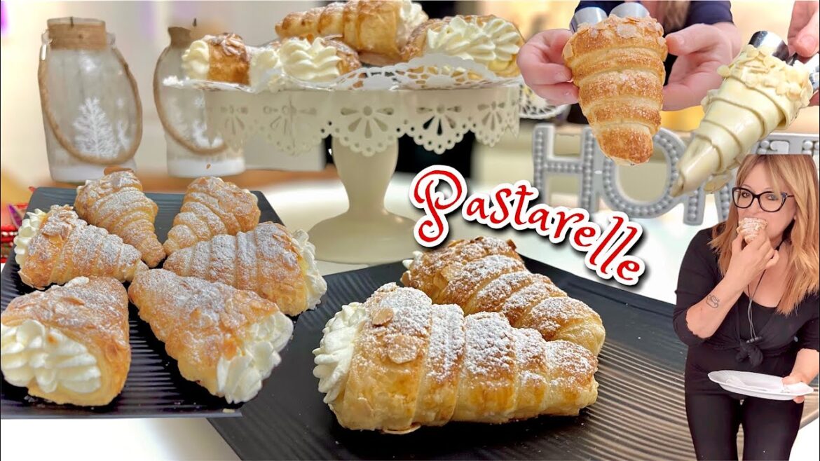 PASTARELLE SFOGLIATELLE CANNOLI  o CORNUCOPIE dolci di Pasta Sfoglia con Crema