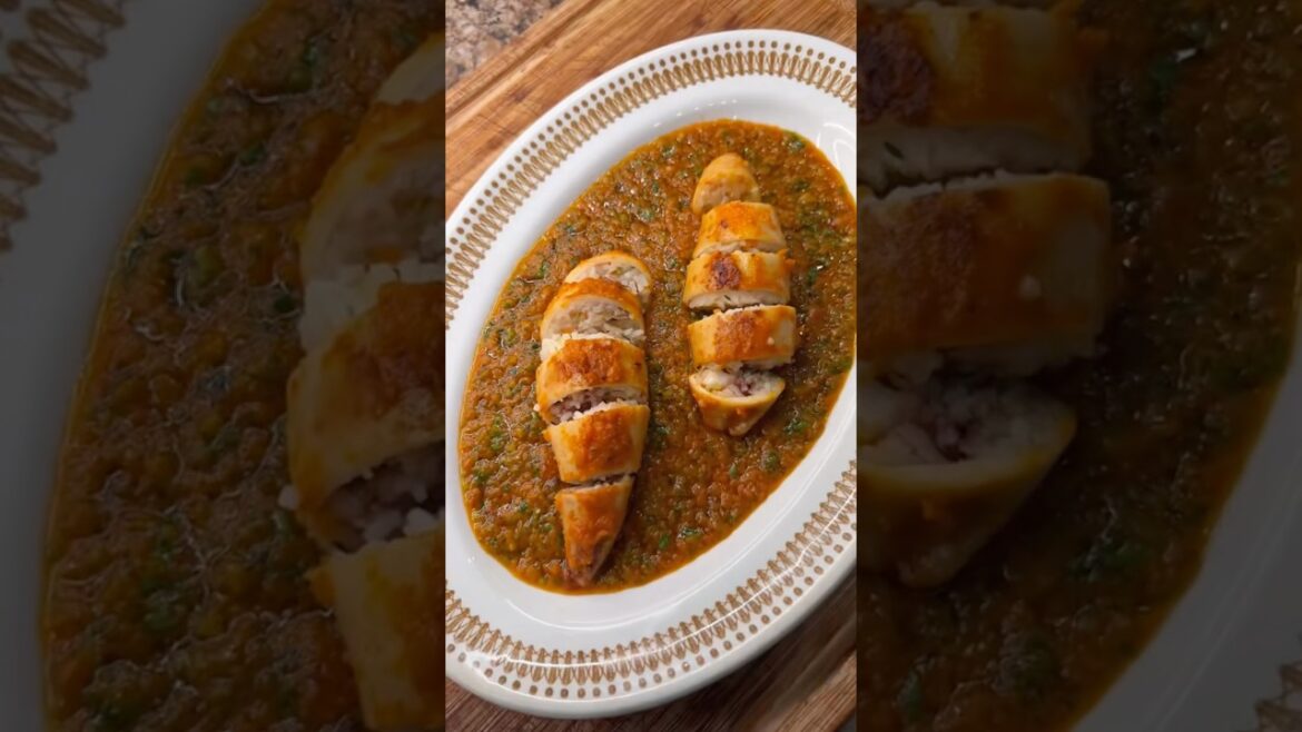 Stuffed squid & tomatoes #squid # seafood #cooking