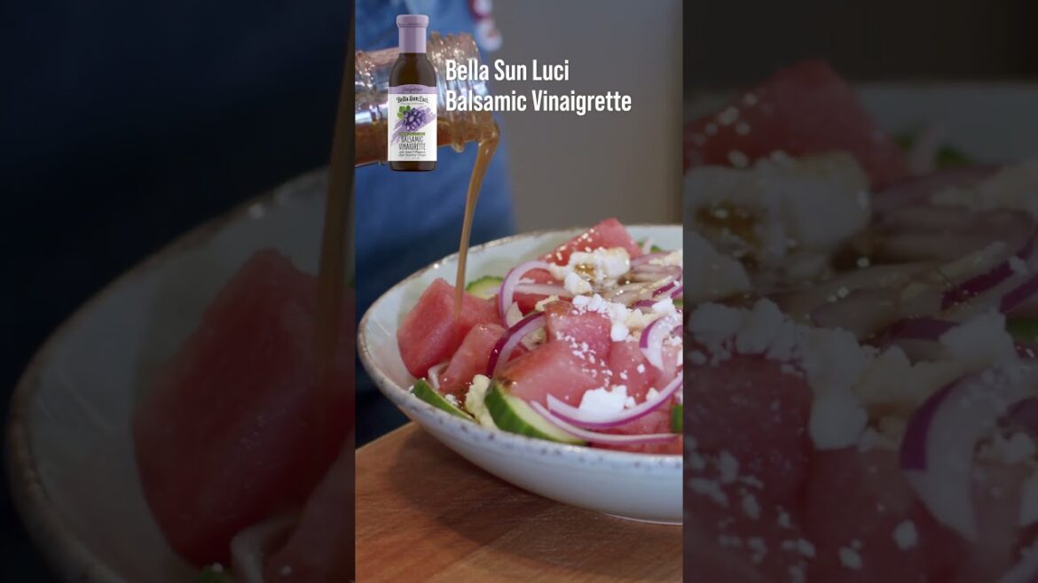 Balsamic Watermelon Feta Salad #recipe #easyrecipe #healthy #fruit #salad #oliveoil #watermelon #yum