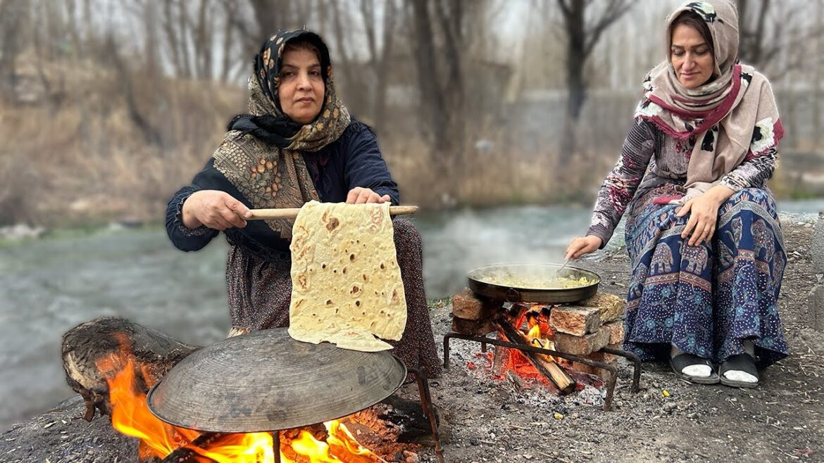 Traditional saj lavash, Mushrooms & turkish yogurt soup