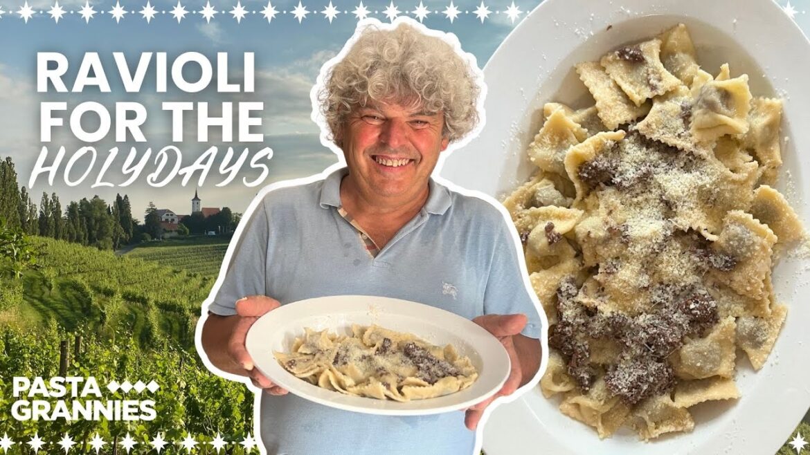 Pasta Grandpa Andrea makes Ravioli for the holidays! | Pasta Grannies