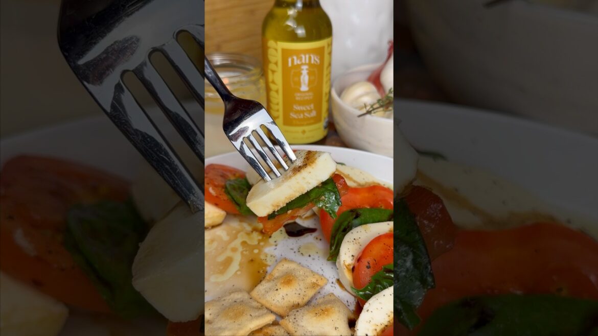 Candy Cane Caprese using @NansOriginalRecipes Sweet Sea Salt Vinaigrette! Recipe in description!