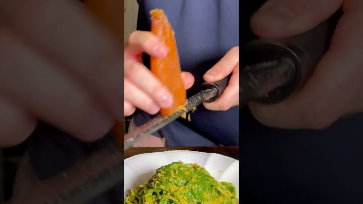 Spaghetti spinach with bottarga #cooking #food #pasta