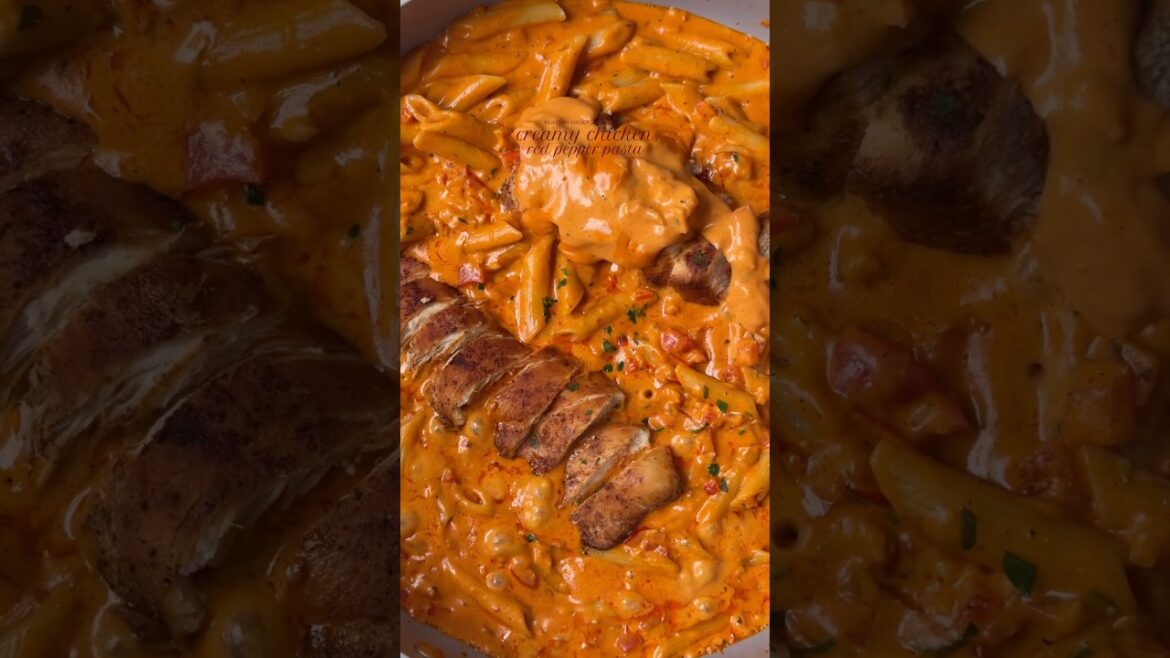 Creamy chicken red pepper pasta