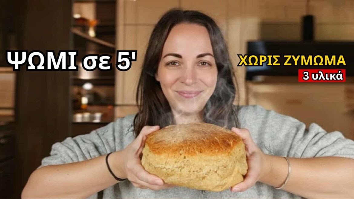 εύκολο ψωμί ΧΩΡΙΣ ΖΥΜΩΜΑ / easy no knead bread