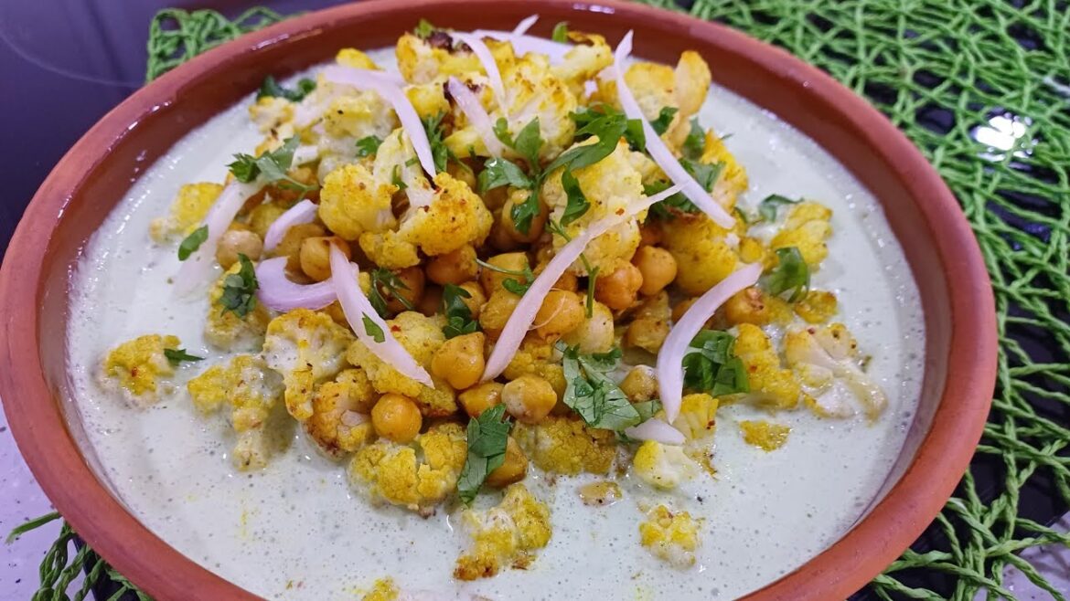 Roasted Cauliflower and Chickpea Salad with Yoghurt Sauce