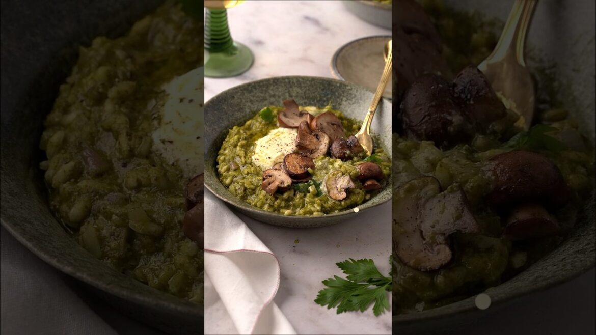 Risotto with mushrooms and velvety Parmesan cream