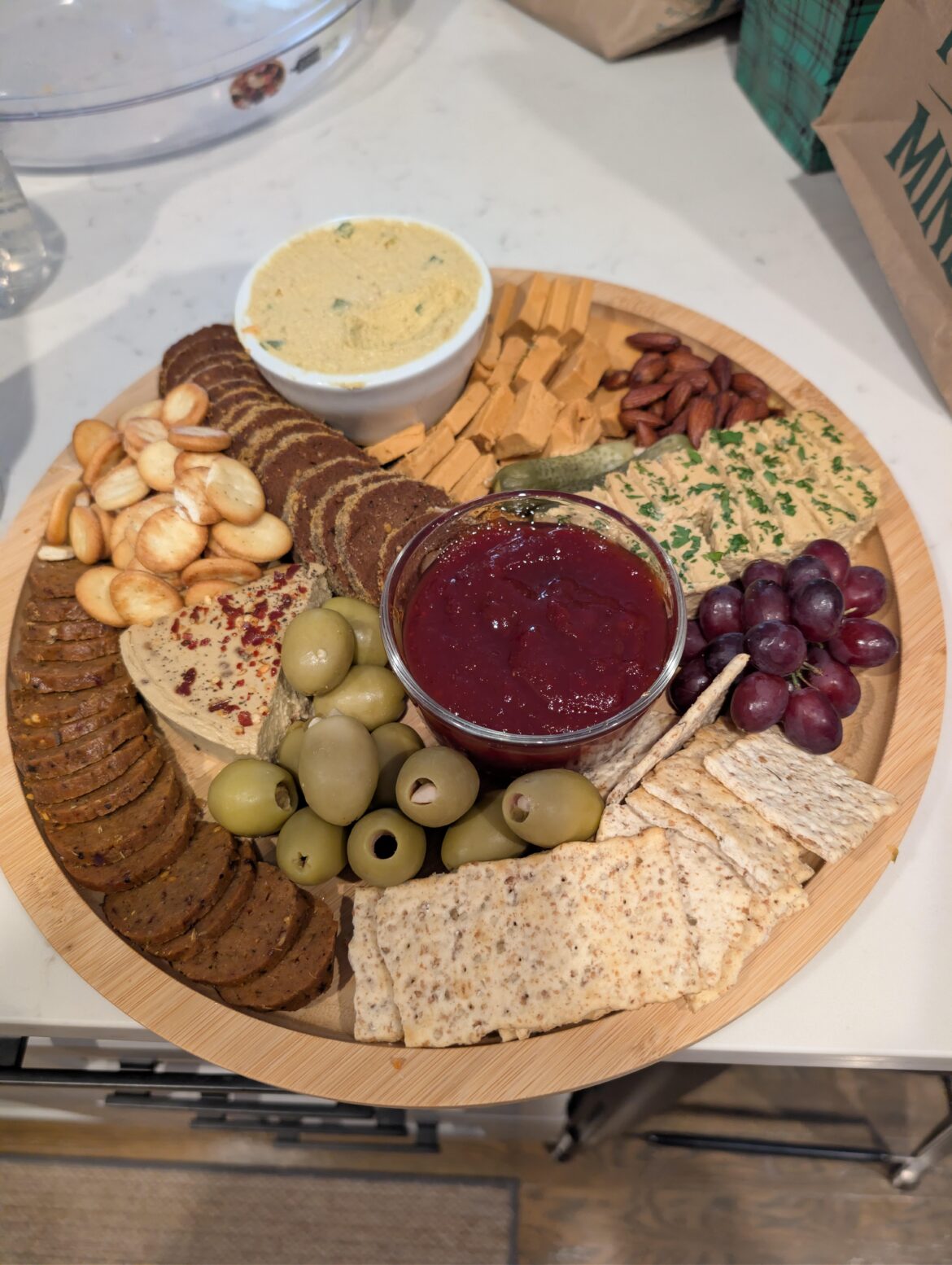 Homemade vegan charcuterie board my sister made me for Christmas
