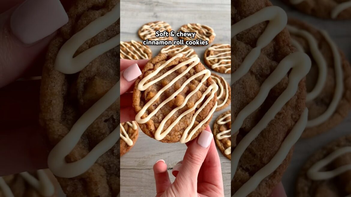 Soft & chewy cinnamon roll cookies #recipe #shorts #food #baking
