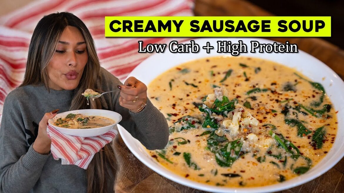 LOW CARB Creamy “Tortellini” Sausage Soup LOW CARB Creamy "Tortellini" Sausage Soup