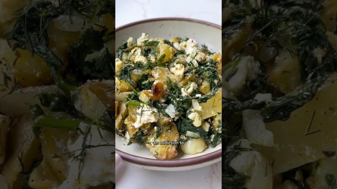 baked feta spanakopita potatoes! #recipes #food #cooking