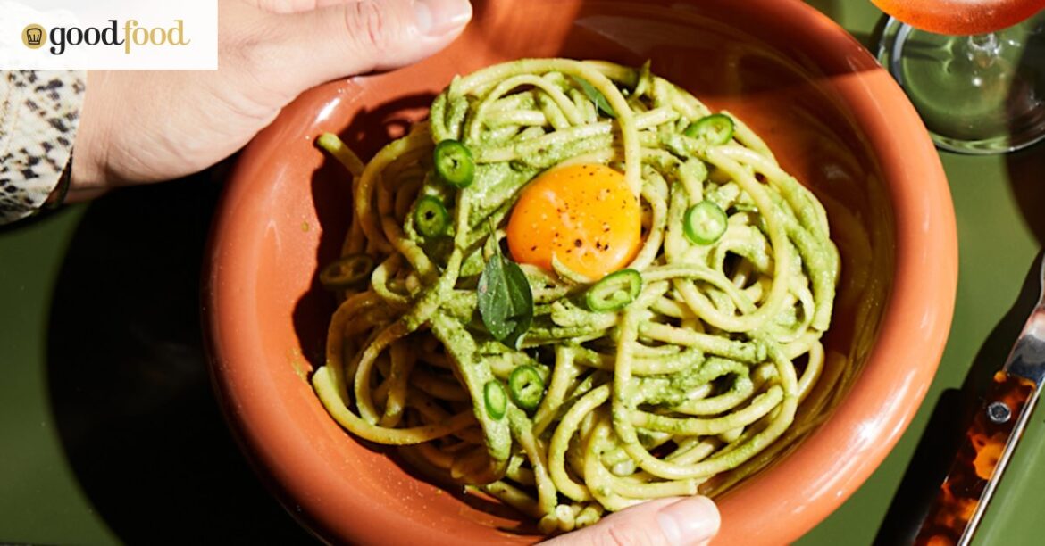 Rosheen Kaul’s pasta with Thai basil pesto and green chilli recipe