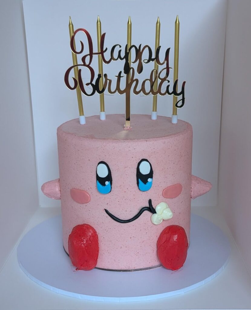 Kiddo said 'I want my cake to look like Kirby ate it'.