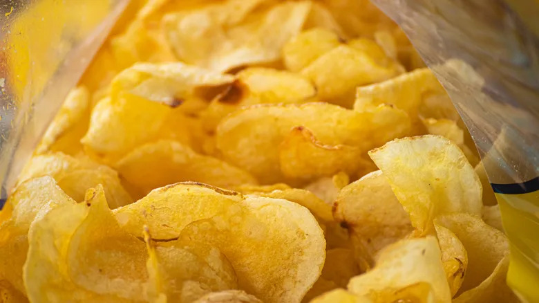 open package of potato chips