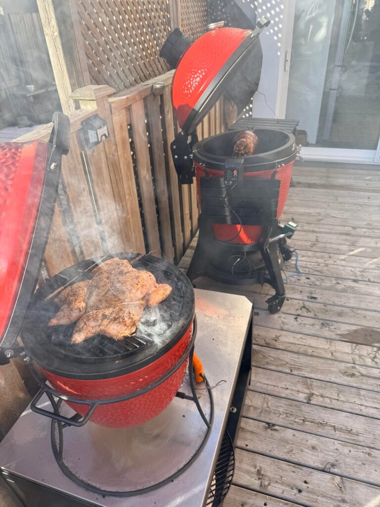 Xmas chicken and porchetta on the joetisserie.