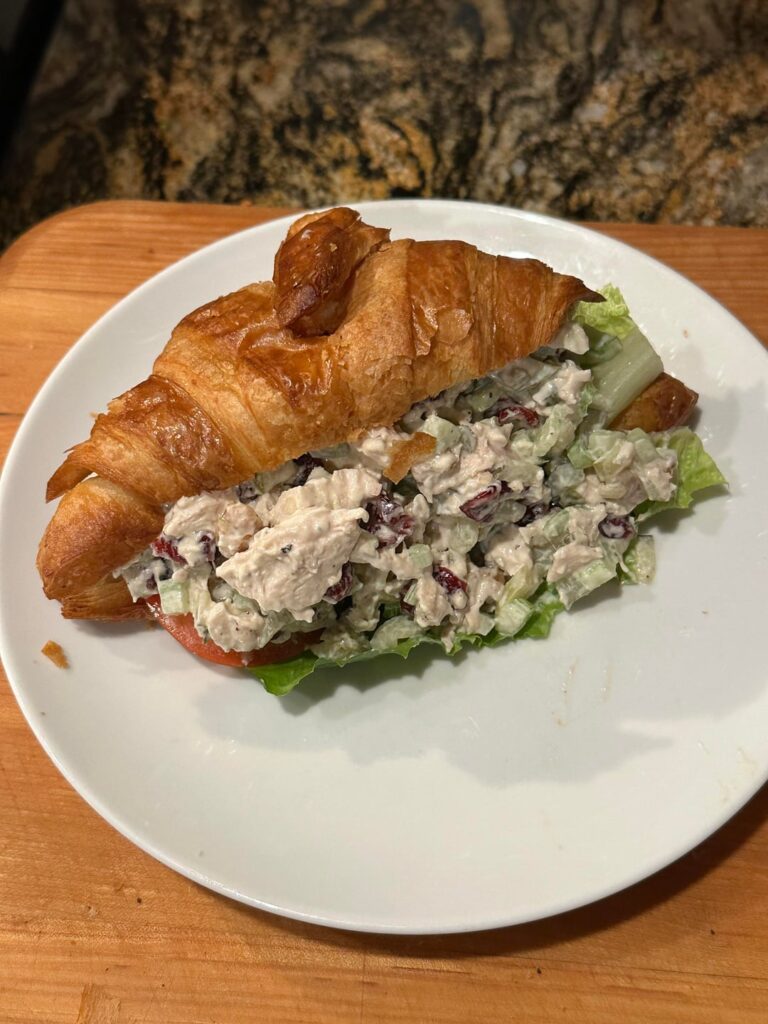Chicken Salad on Butter Toasted Croissant.