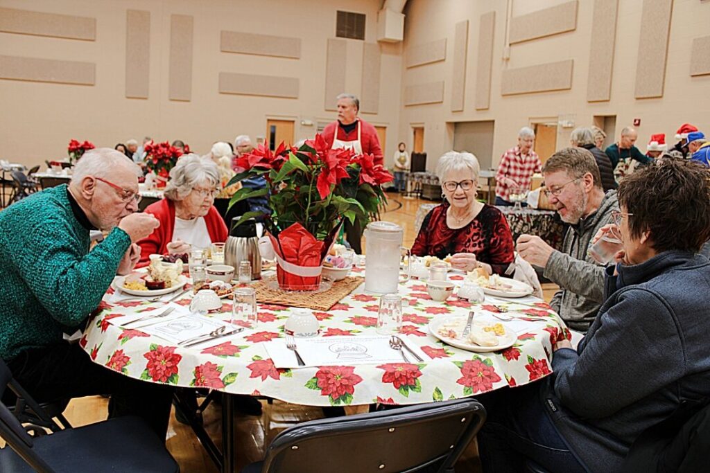 On Christmas Day, diners gathered together at communal tables to share their holiday feast.
