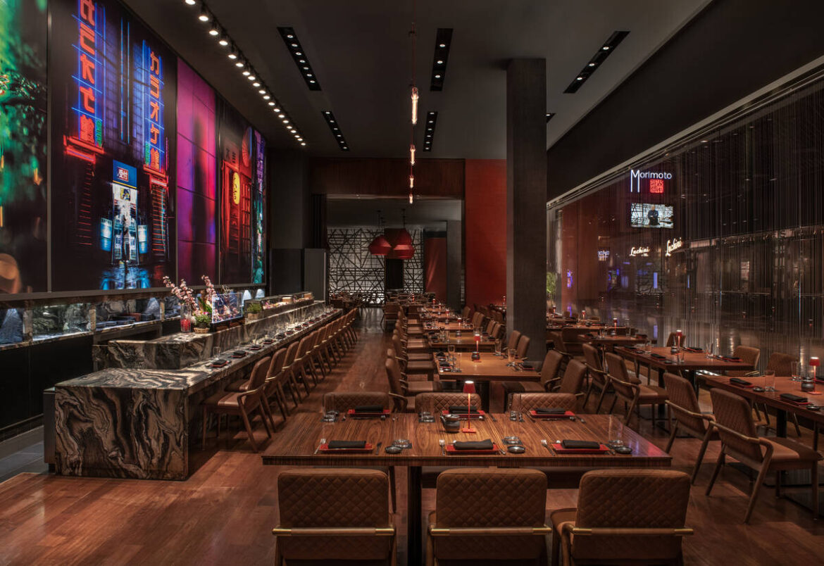 Morimoto restaurant reopens on Las Vegas Strip The sushi bar of Morimoto at MGM Grand on the Las Vegas Strip is seen following a fall 2025 des ...