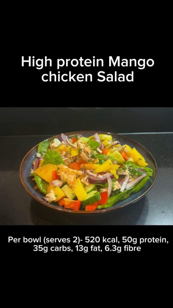 High protein mango chicken salad