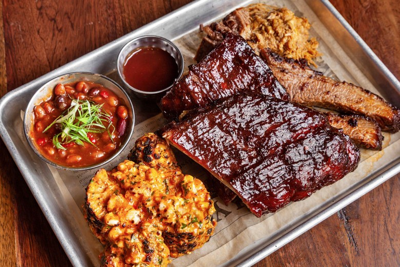 You can’t go wrong with Whiskey ‘N Rye’s Barbecue Sampler Trio, which boasts a half-rack of hickory-smoked baby back ribs, brisket and pulled pork tossed in Carolina Gold BBQ sauce.