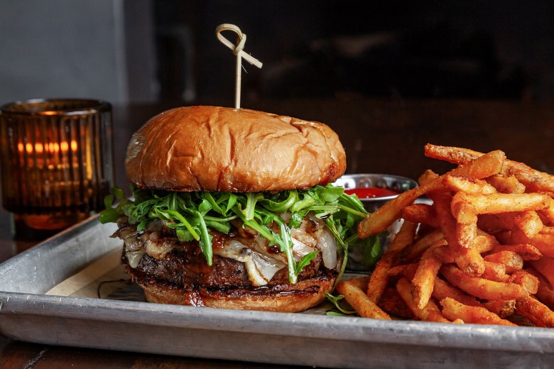 The Whiskey ‘N Rye Burger is anchored with a brisket and short rib blend of deliciousness.