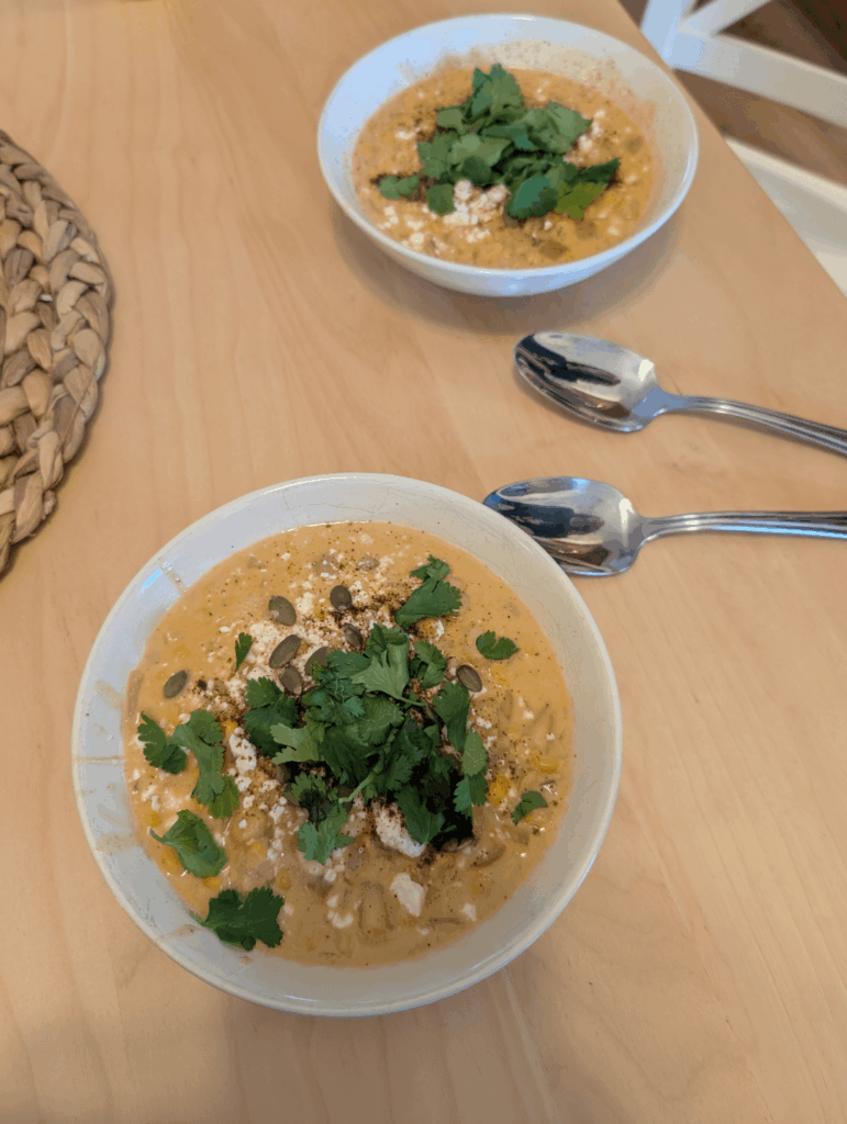 Elote and potato chowder