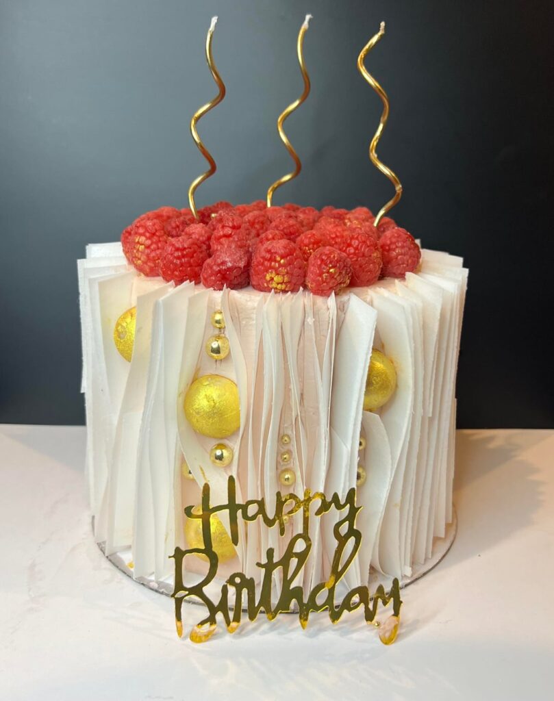 The first real cake I made for my birthday. Please be brutal when criticizing. I am just starting getting into cake decoration