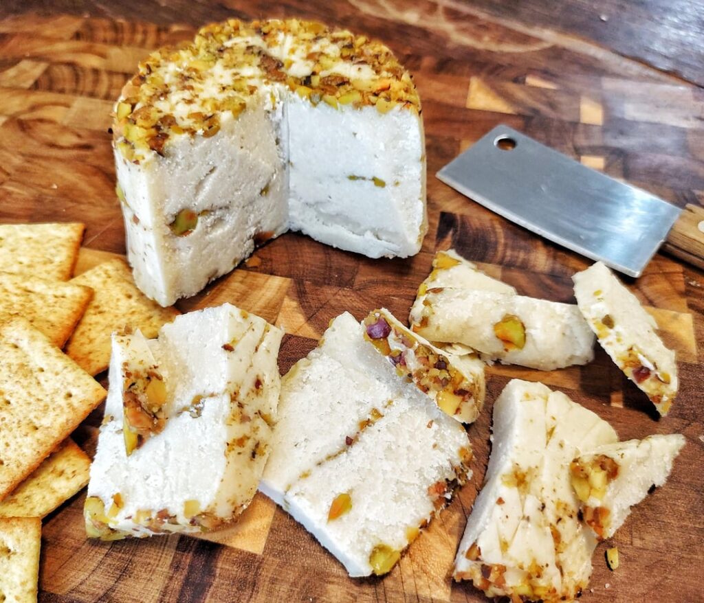 Homemade Vegan Cheddar with Pistachios