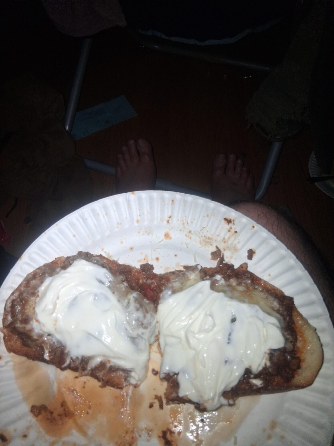Sourdough guy here. Tonight we got the good Sourdough, mayo, hoe made carnivorish chili, mozzarella, and sour cream. Fire