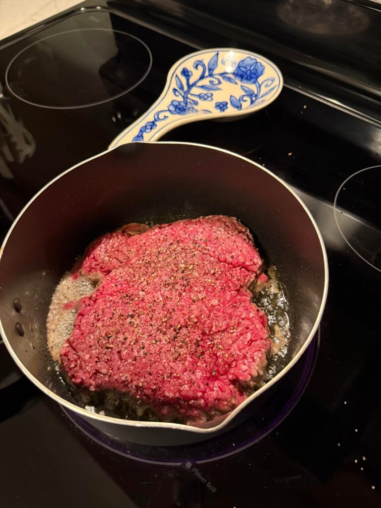 I made a plate sized burger with air-fried jalapeño tortillas