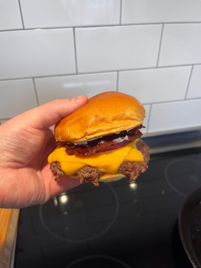 Homemade bacon cheeseburger