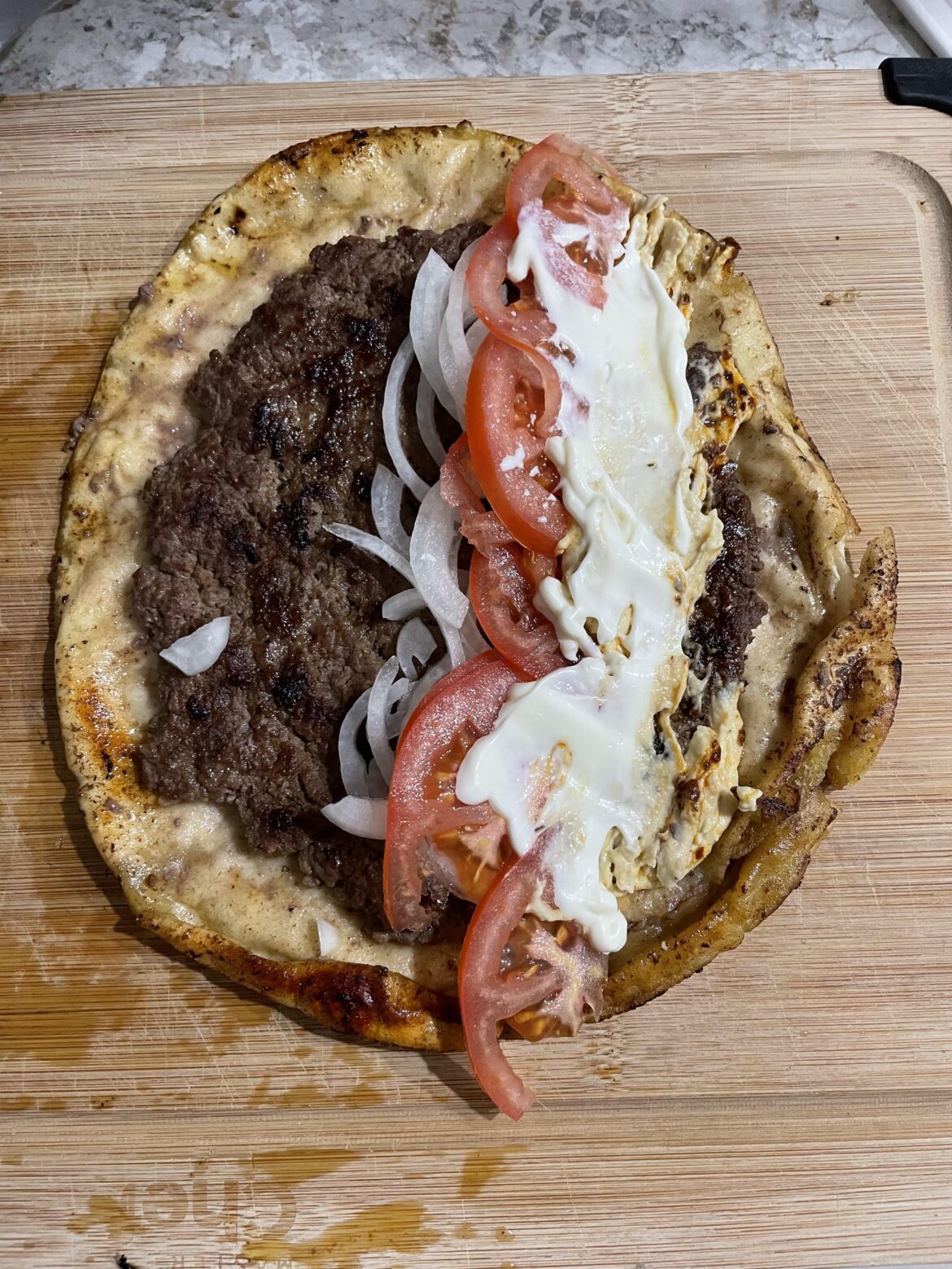 [homemade] smashed beef wrap