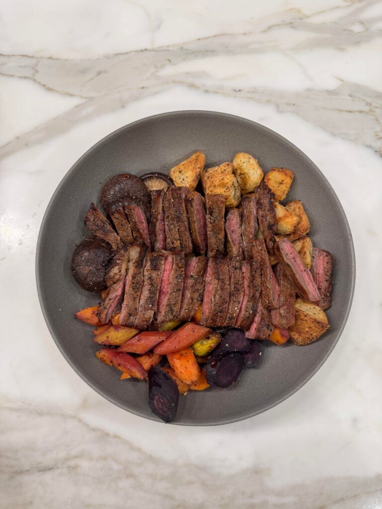 Grilled steak in a bowl just tastes different