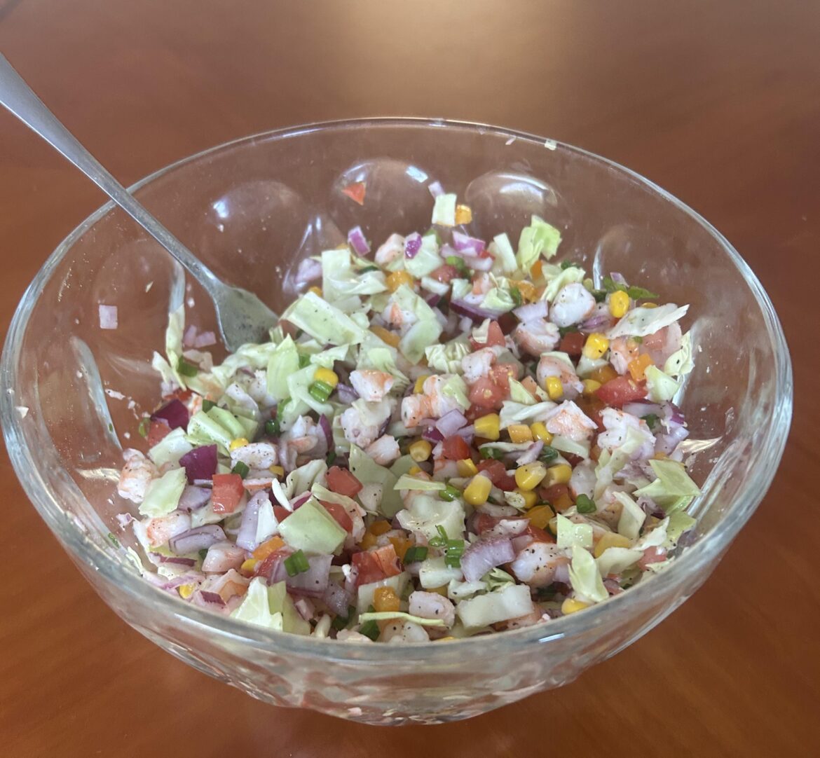 Shrimp salad: 348 kcal per 550g