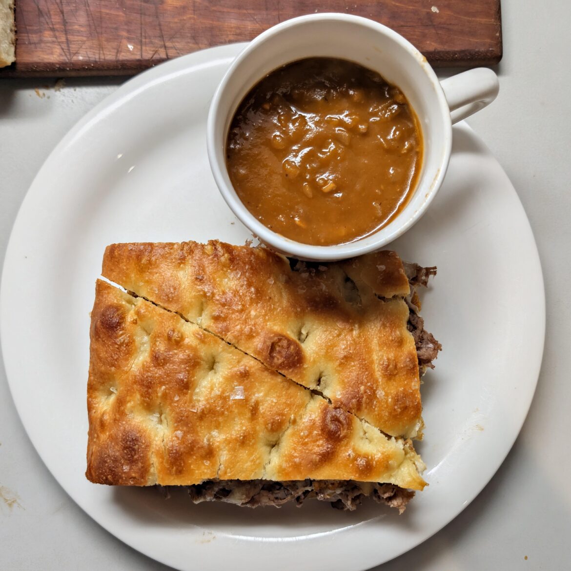 French dip on focaccia