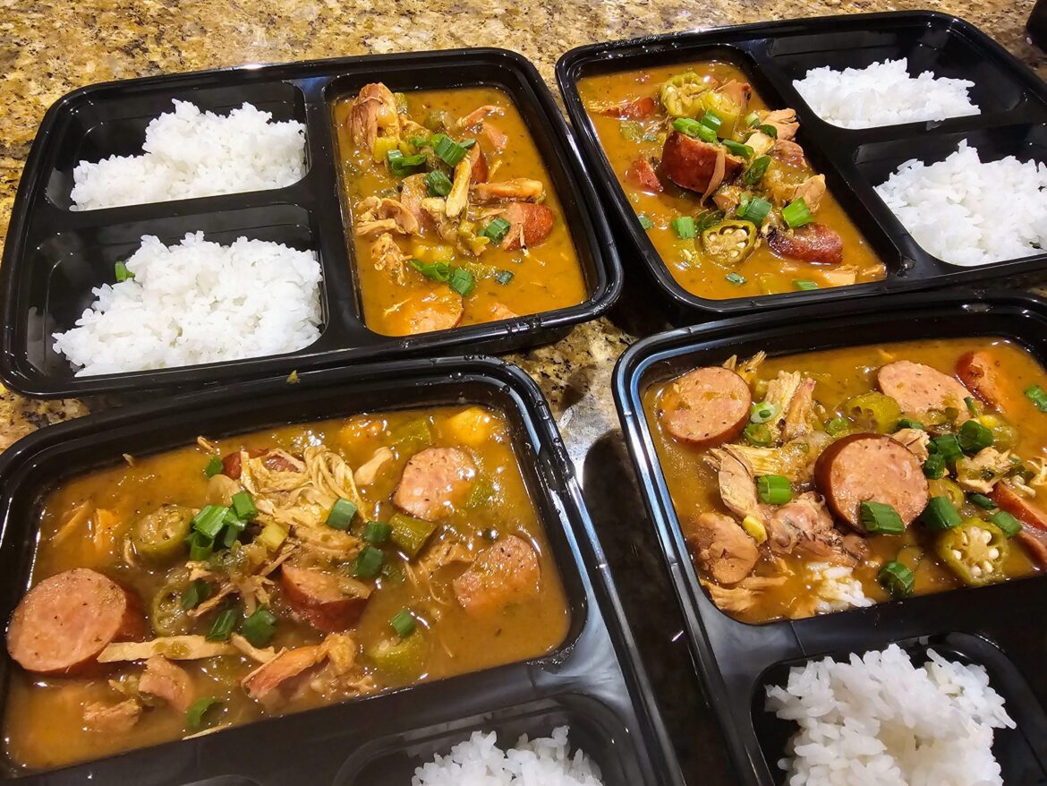 Chicken and Andouille gumbo meal prep