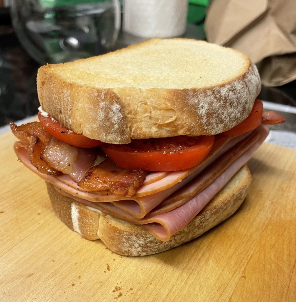 Ham, bacon, tomato, mayo