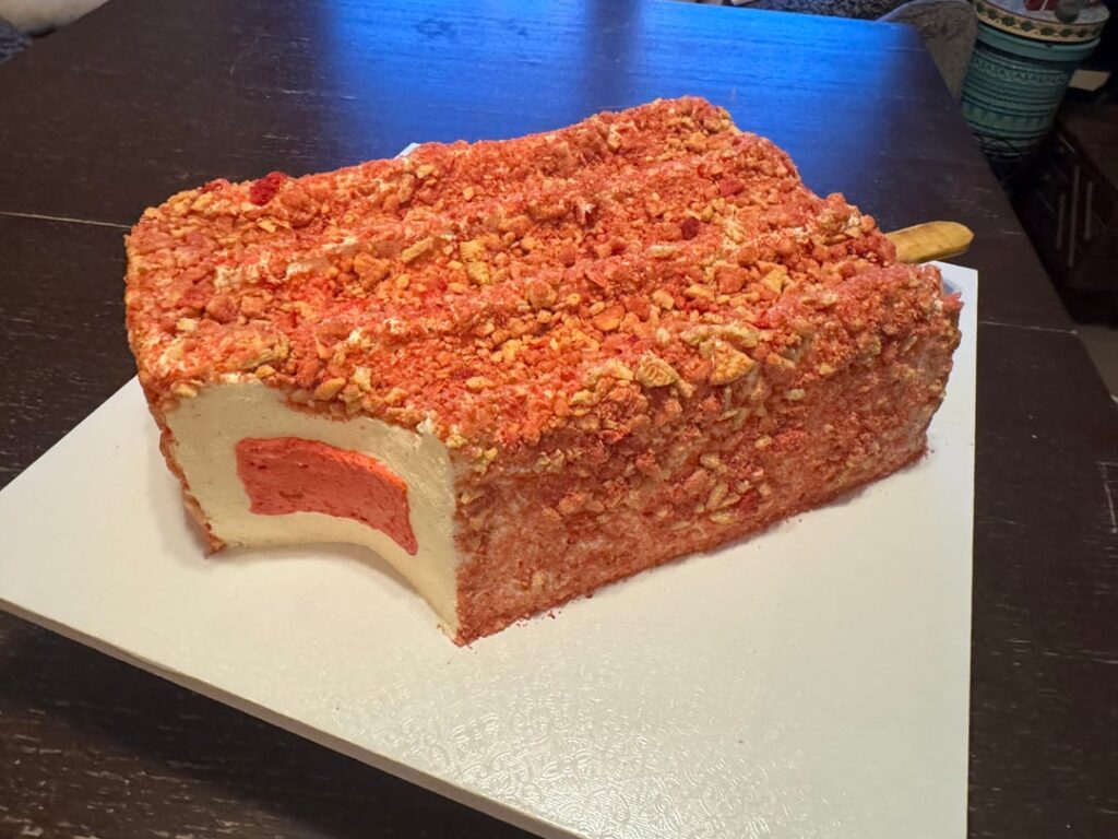 Strawberry Crunch Ice Cream Bar Cake