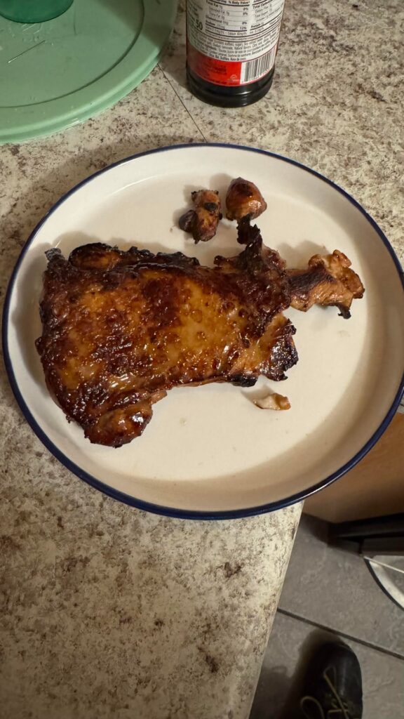 [homemade] soy garlic chicken thigh with marinade turned into sauce