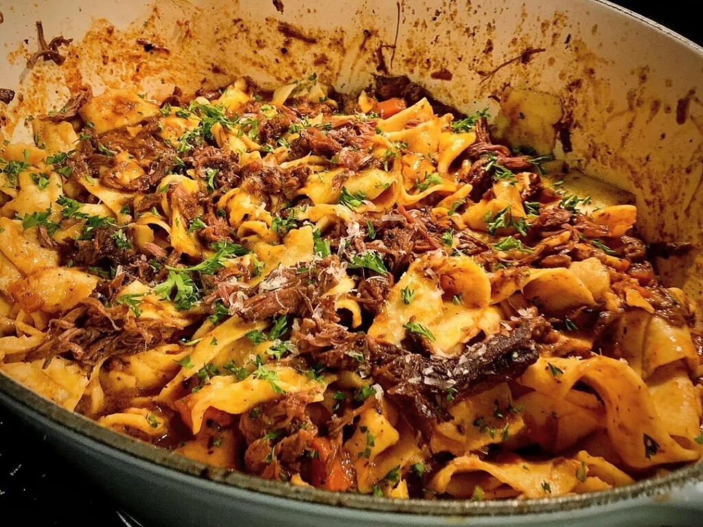 Braised short rib Ragu with homemade semola pappardelle noodles