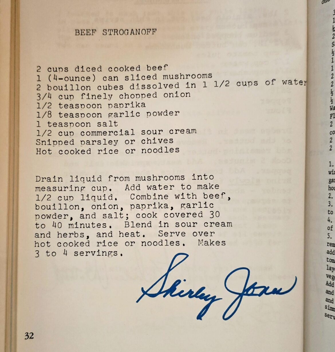 Shirley Jones' Beef Stroganoff recipe