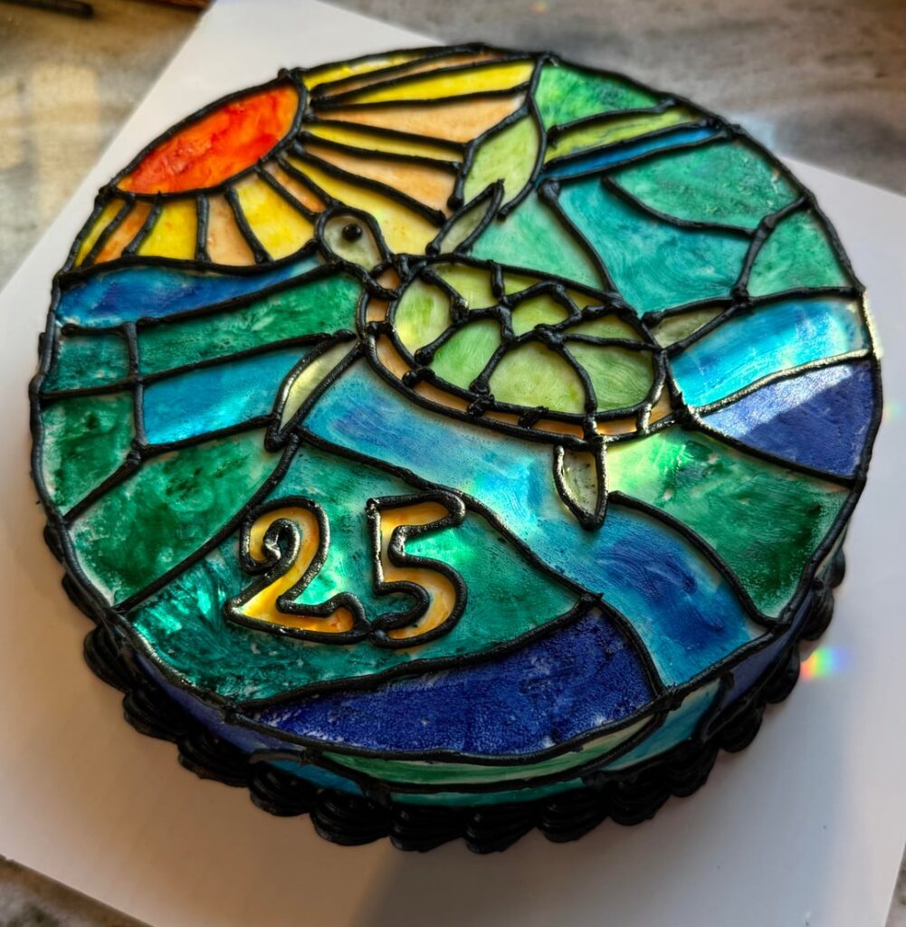 Turtle stained glass cake