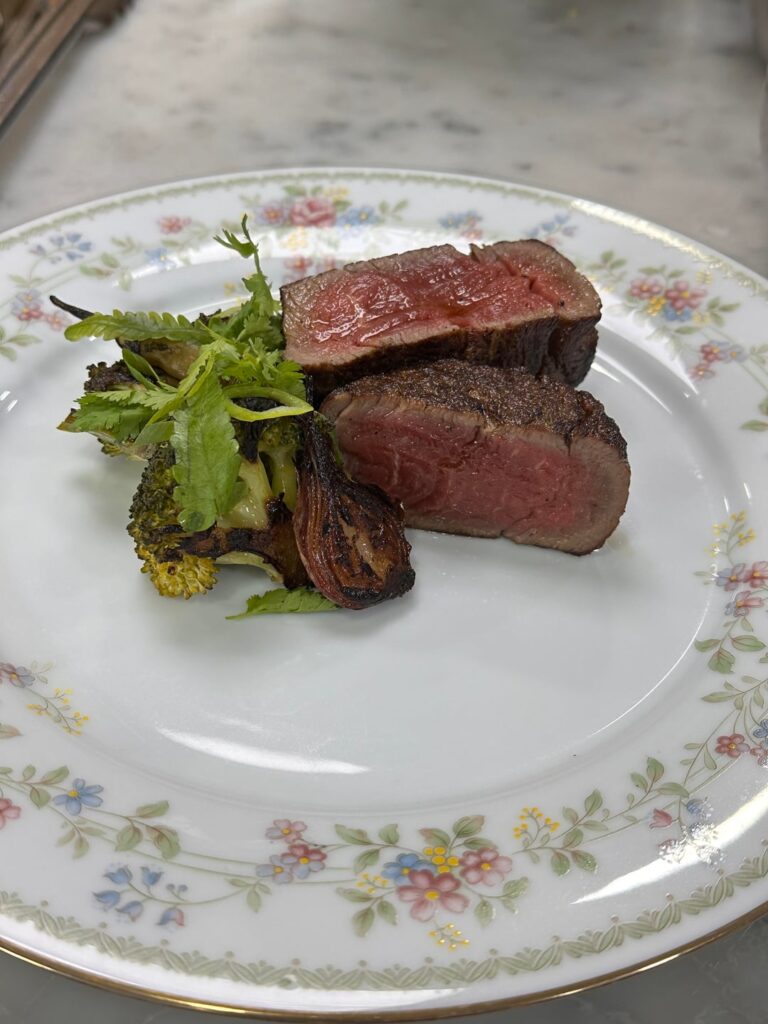 Beef and Broccoli, Black bean butter, Charred Scallion Chimichurri