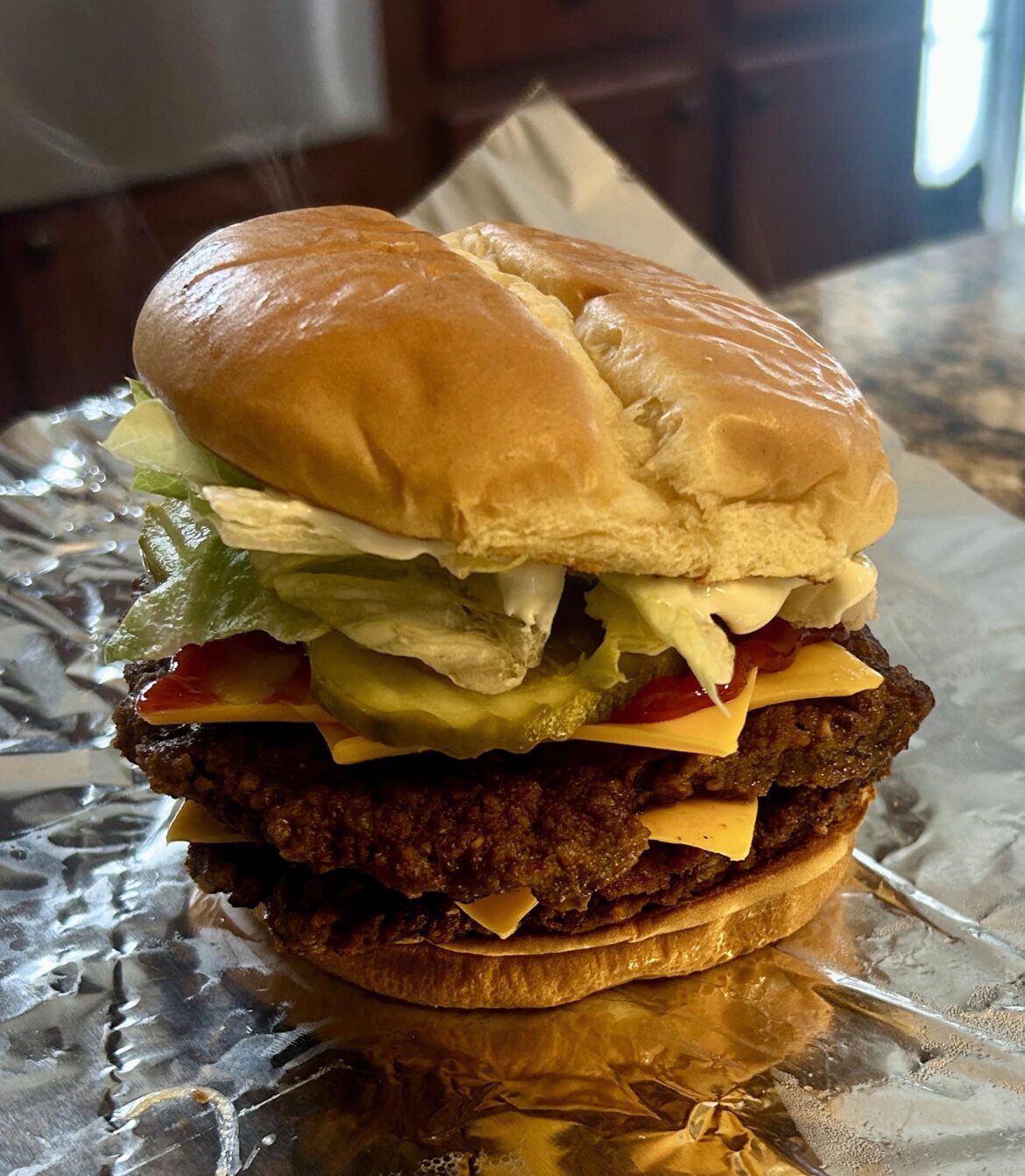 Too lazy to leave the house today, so I made my own Double Whopper…