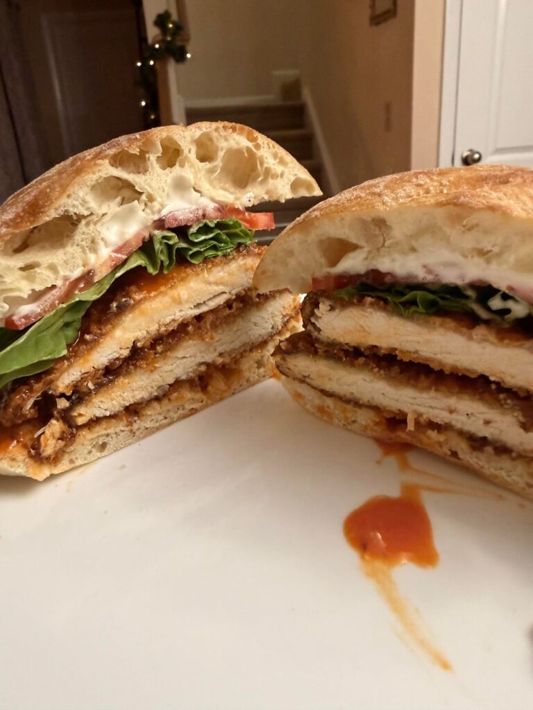 Buffalo chicken cutlet on Ciabatta